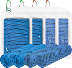 Kühltuch Set mit Karabiner 4-teilig in Blau/Blau/Blau/Blau