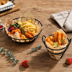 Fast-Food-Korb Set aus Metall Schwarz – Servierkörbe für Pommes & Fingerfood – Ansicht 8