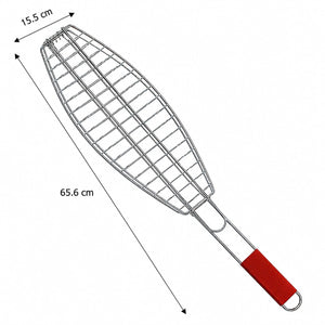 Fischgrillkorb mit Holzgriff – Perfekt zum Grillen von Fisch & Gemüse – Ansicht 4