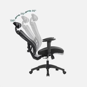 Ergonomischer Bürostuhl mit Fussstütze & Kopfstütze – Schwarz – Ansicht 5