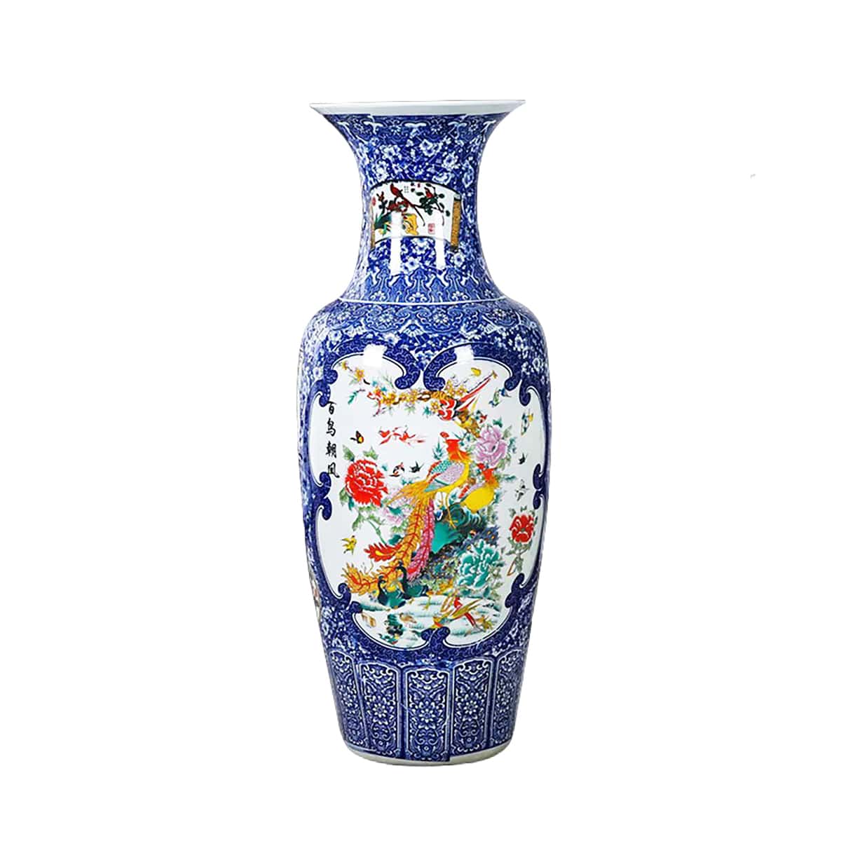 Deko-Vase Chinesischer Folklore-Stil - Phönix mit Vogelschar