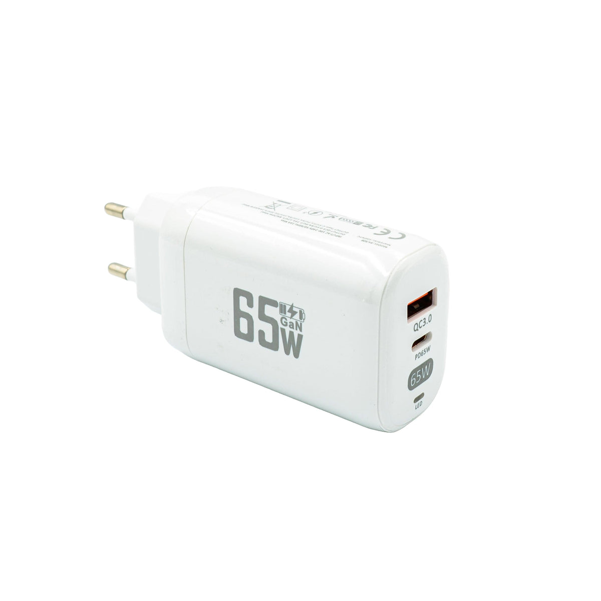 Weisses USB-C-Schnellladegerät mit USB-C- und USB-A-Anschluss