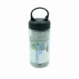 Feel Cool Kühltuch mit Karabinerflasche in Grau