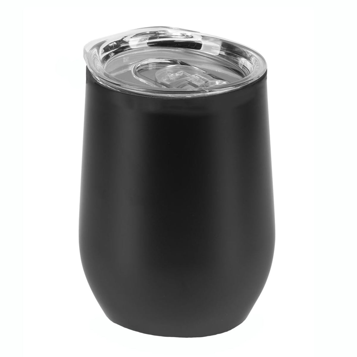 Schwarzer Thermobecher mit transparentem Deckel