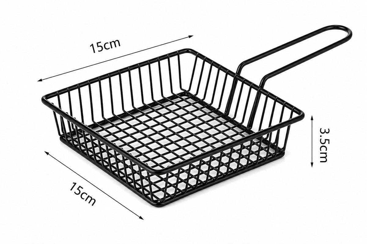 Fast-Food-Korb Set aus Metall Schwarz – Servierkörbe für Pommes & Fingerfood – Ansicht 7