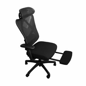 Ergonomischer Bürostuhl mit Fussstütze & Kopfstütze – Schwarz – Ansicht 2