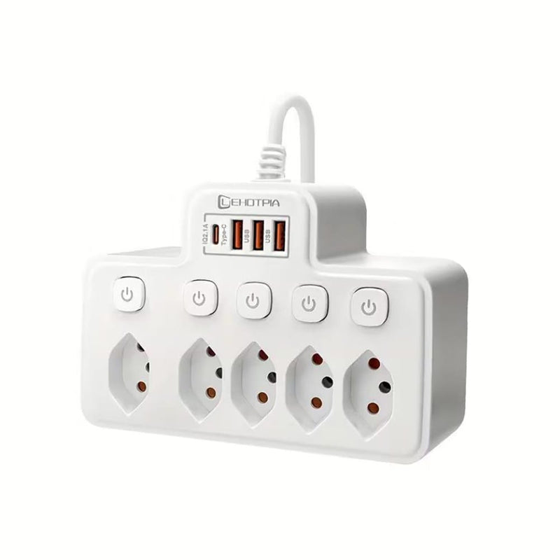 Mehrfachsteckdose 5-fach mit USB-A & USB-C – Überspannungsschutz