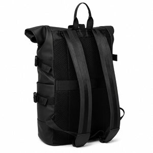 Wasserdichter Rolltop Rucksack Schwarz – Moderner Laptop & Outdoor Rucksack – Ansicht 3