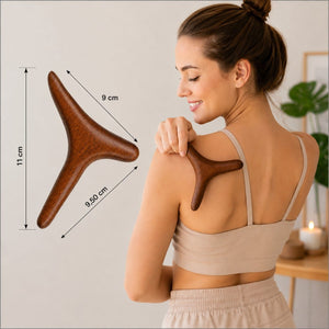 3-Punkt Triggerpunkt Massagegerät aus Holz | Reflexzonen Massage Tool – Ansicht 2