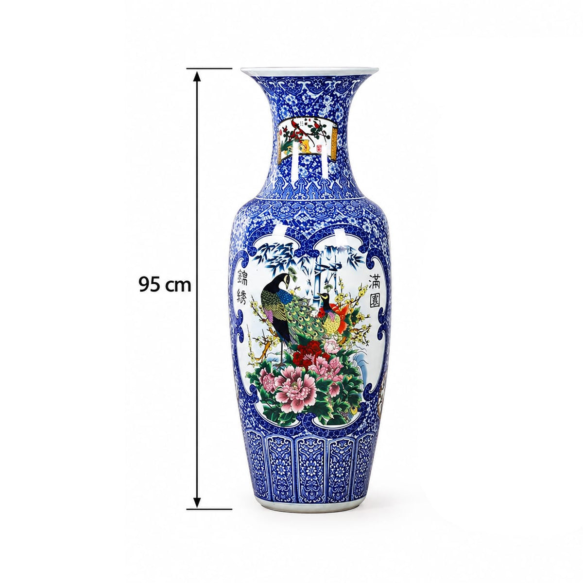 Deko-Vase Chinesischer Folklore-Stil - Pfauen mit Pfingstrosen – Ansicht 3