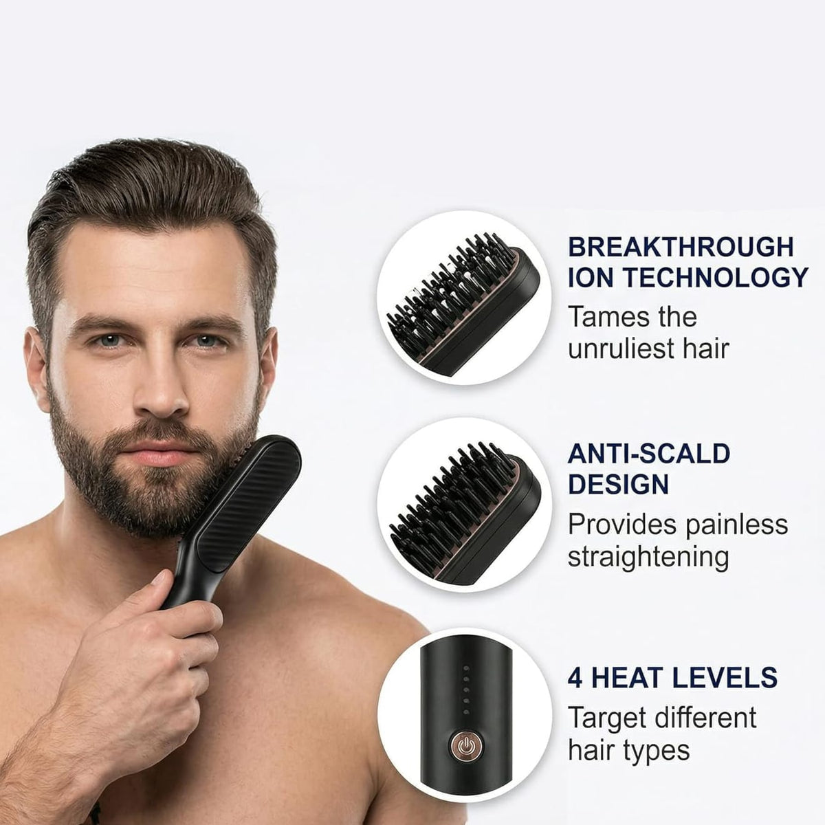 Bartglättungskamm Set mit Bartserum und Bartcreme – Ansicht 3