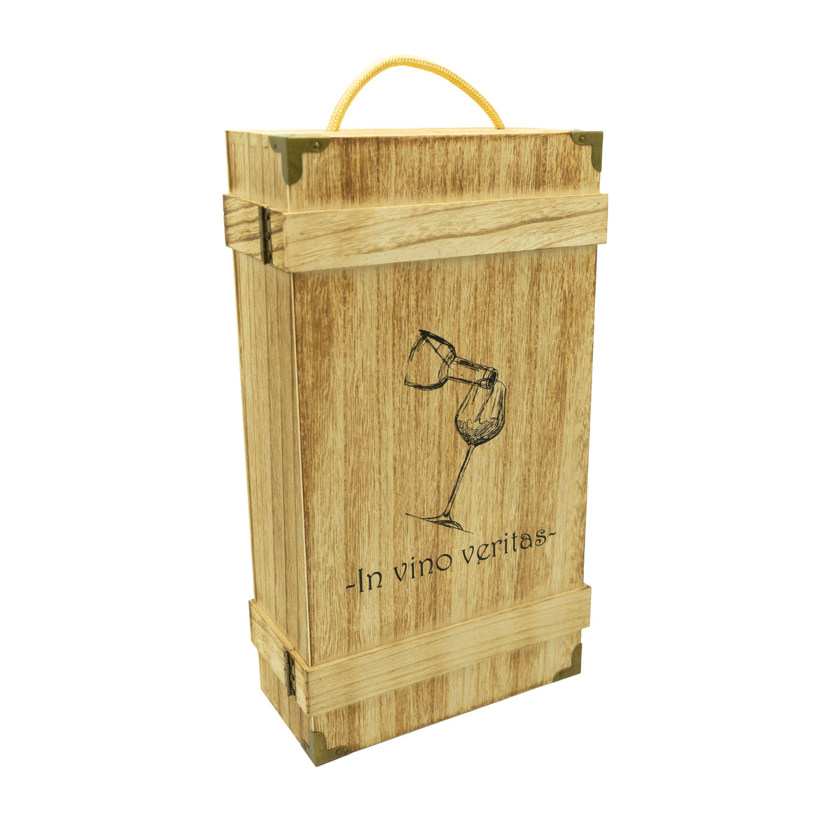 Weinkiste aus Holz für 2 Flaschen «In vino veritas»